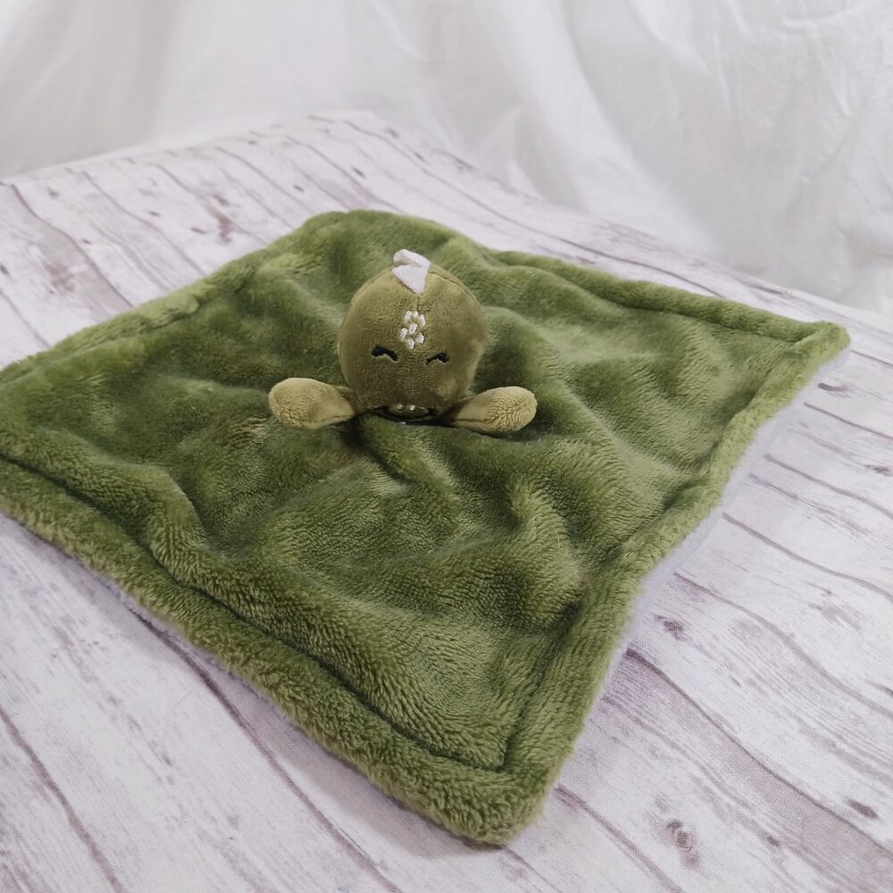 Zak & Zoey Green Gray Dino Lovey Security Blanket Plush Stuffed Animal Small 10"